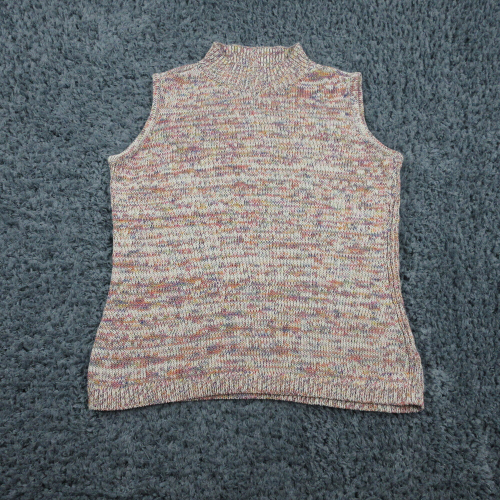 Talbots Sweater Womens X Off-White Pink Yellow Sleeveless Pullover